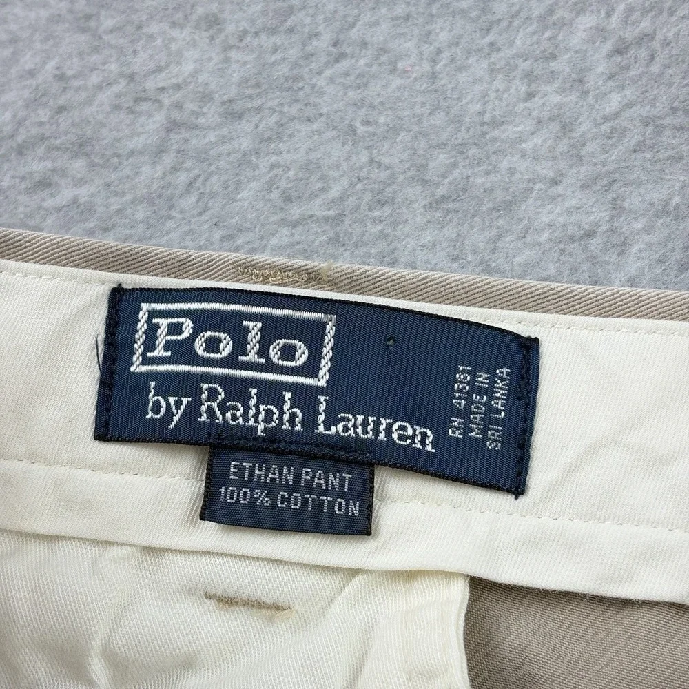 Polo Ralph Lauren Pants Mens‎ 36x29 Khaki Ethan Pleated High Rise Cotton Chino